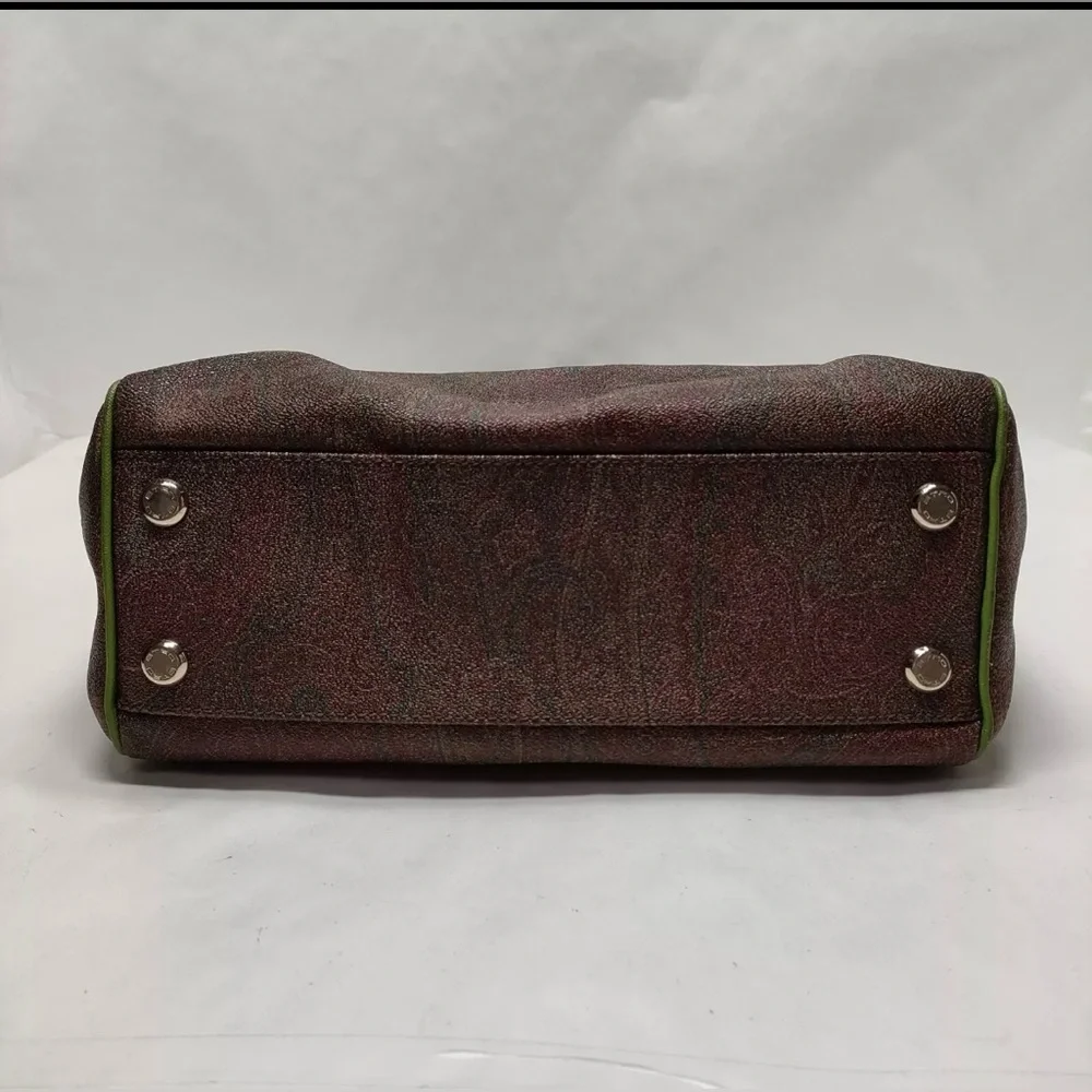 Etro Paisley Print w/ Green Leather Accents